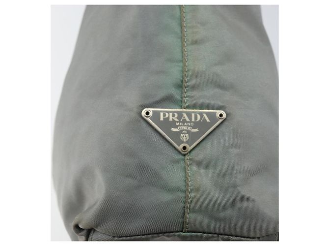 PRADA Borsa a mano in nylon grigio argento Auth 170504 Marrone - vista 17
