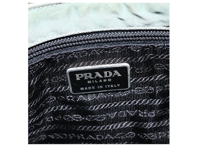PRADA Borsa a mano in nylon grigio argento Auth 170504 Marrone - vista 18