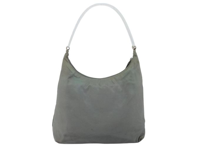 PRADA Borsa a mano in nylon grigio argento Auth 170504 Marrone - vista 2