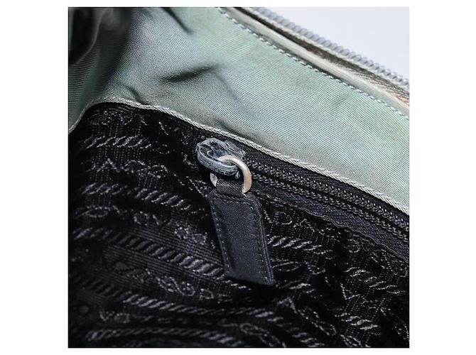 PRADA Borsa a mano in nylon grigio argento Auth 170504 Marrone - vista 21