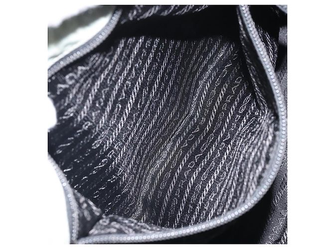 PRADA Borsa a mano in nylon grigio argento Auth 170504 Marrone - vista 22