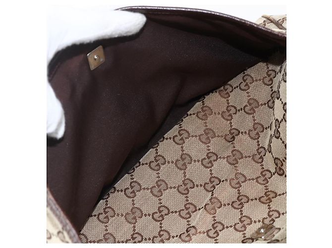 Bolsa Tote Gucci GG Canvas Web Sherry Line Bege Prata Vermelho 145758 Auth bs33193 - vista 11