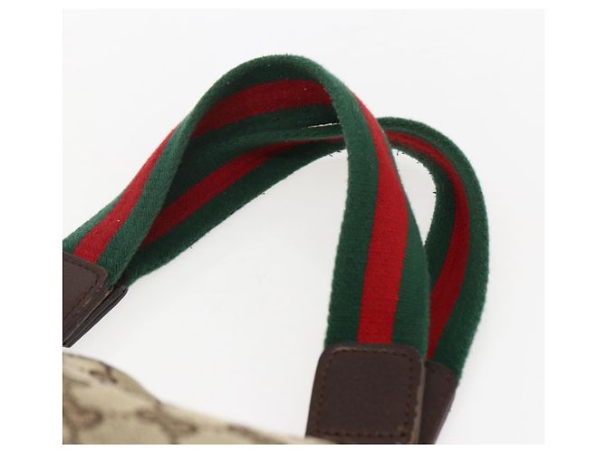 Bolsa Tote Gucci GG Canvas Web Sherry Line Bege Prata Vermelho 145758 Auth bs33193 - vista 14