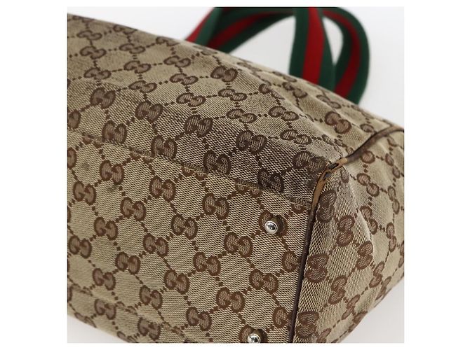 Bolsa Tote Gucci GG Canvas Web Sherry Line Bege Prata Vermelho 145758 Auth bs33193 - vista 15