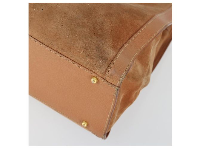 Borsa a mano in pelle scamosciata Gucci Bamboo marrone oro Auth 166728 D'oro - vista 14