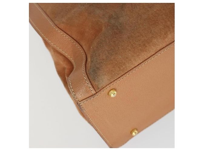 Borsa a mano in pelle scamosciata Gucci Bamboo marrone oro Auth 166728 D'oro - vista 15