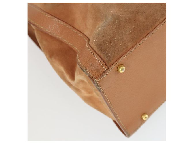 Borsa a mano in pelle scamosciata Gucci Bamboo marrone oro Auth 166728 D'oro - vista 16
