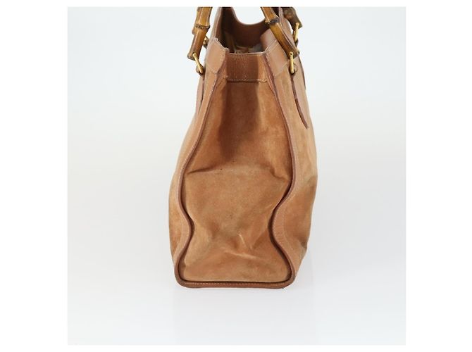 Borsa a mano in pelle scamosciata Gucci Bamboo marrone oro Auth 166728 D'oro - vista 3
