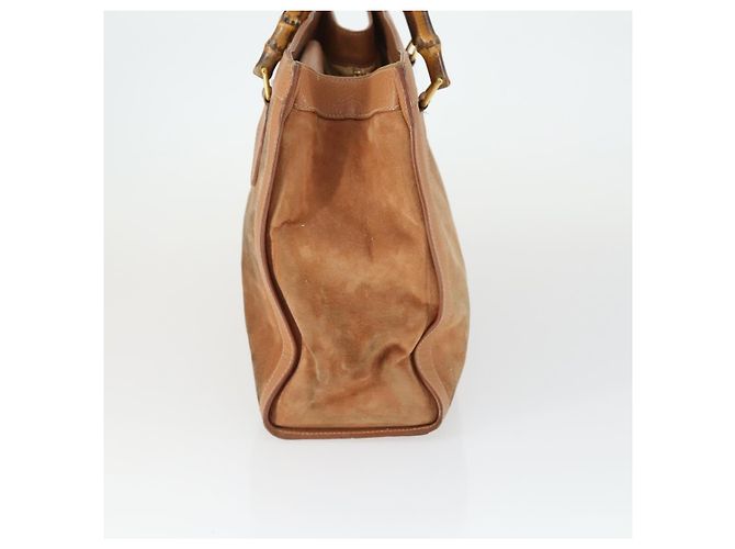Borsa a mano in pelle scamosciata Gucci Bamboo marrone oro Auth 166728 D'oro - vista 4