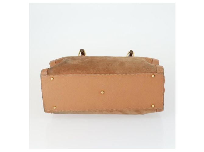 Borsa a mano in pelle scamosciata Gucci Bamboo marrone oro Auth 166728 D'oro - vista 5