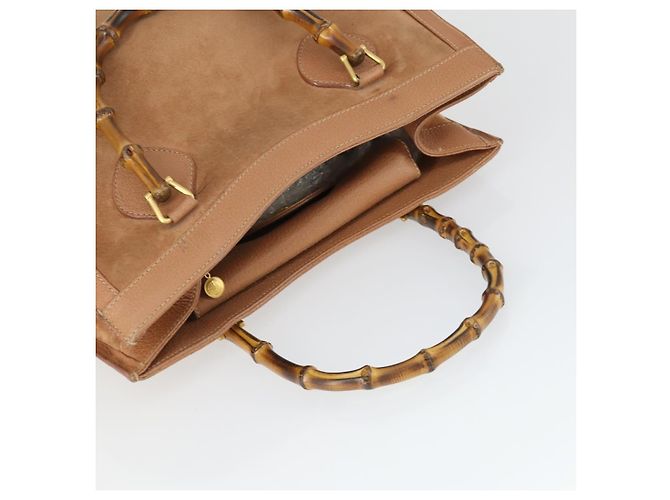 Borsa a mano in pelle scamosciata Gucci Bamboo marrone oro Auth 166728 D'oro - vista 6