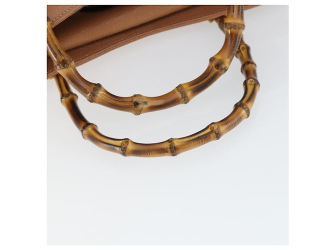 Borsa a mano in pelle scamosciata Gucci Bamboo marrone oro Auth 166728 D'oro - vista 7