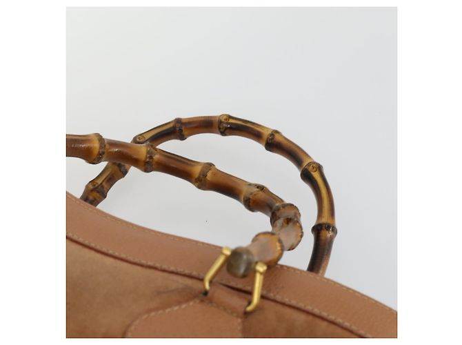 Borsa a mano in pelle scamosciata Gucci Bamboo marrone oro Auth 166728 D'oro - vista 8