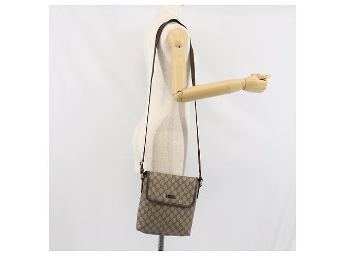 Gucci Borsa a Spalla GG Supreme PVC Beige Oro 223666 Auth 170370 D'oro - vista 22