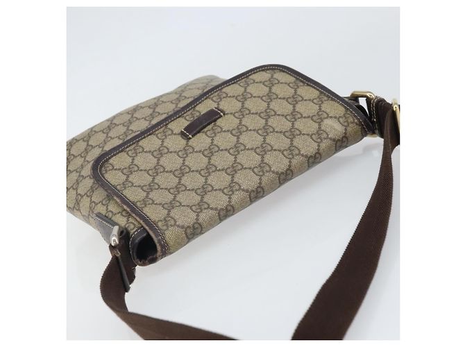 Gucci Borsa a Spalla GG Supreme PVC Beige Oro 223666 Auth 170370 D'oro - vista 6