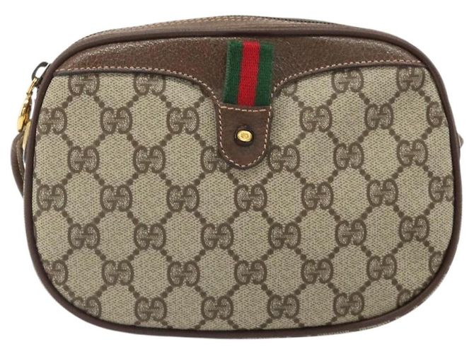 Sac Sherry Line GG Supreme Web Gucci PVC Beige Or 007 58 6112 Auth 170700 Doré - vue 13