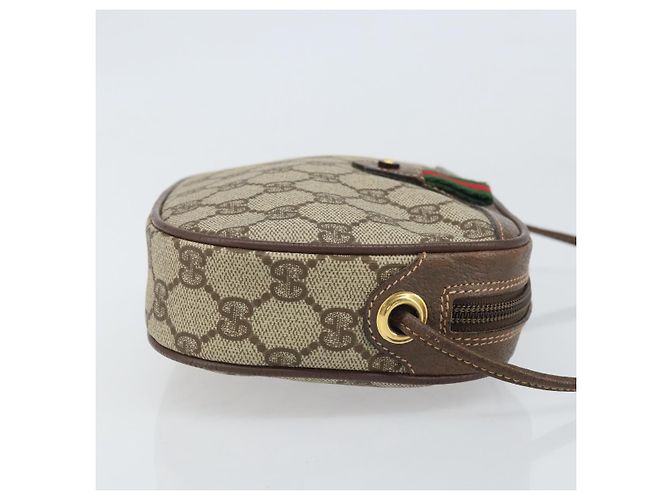 Sac Sherry Line GG Supreme Web Gucci PVC Beige Or 007 58 6112 Auth 170700 Doré - vue 3