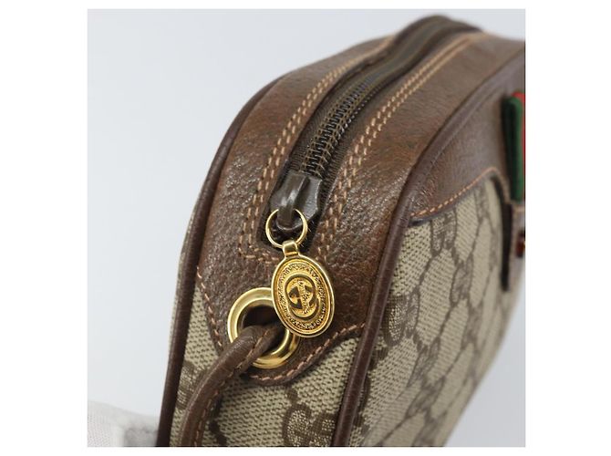 Sac Sherry Line GG Supreme Web Gucci PVC Beige Or 007 58 6112 Auth 170700 Doré - vue 9