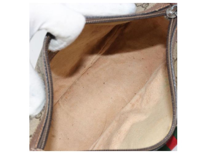 Borsa Sherry Line GG Supreme Web di GUCCI in PVC beige e oro 89 02 032 Auth 169092 D'oro - vista 10