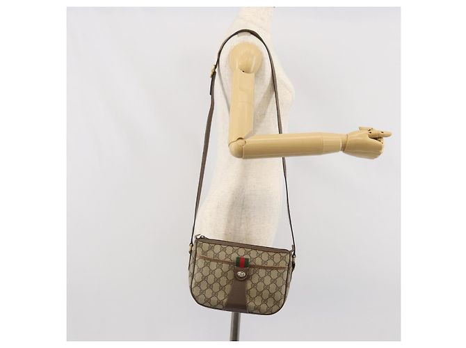 Borsa Sherry Line GG Supreme Web di GUCCI in PVC beige e oro 89 02 032 Auth 169092 D'oro - vista 24