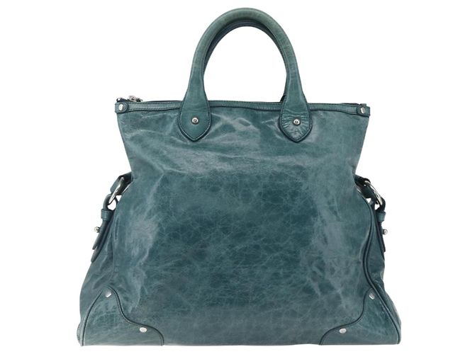 BALLY Borsa a Mano in Pelle 2 vie Verde Argento Auth 165100 - vista 13