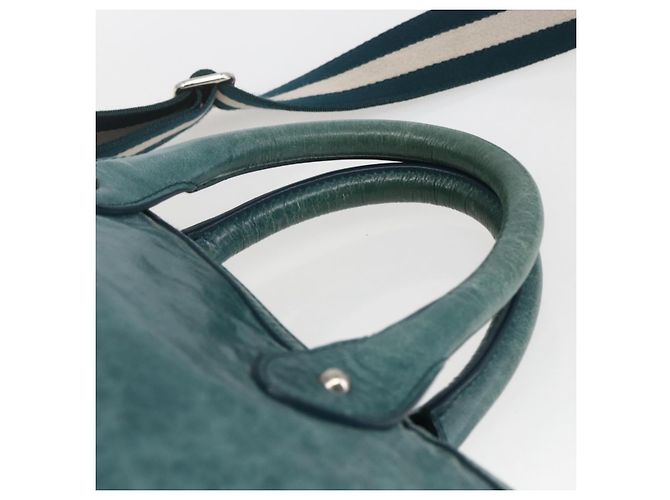 BALLY Borsa a Mano in Pelle 2 vie Verde Argento Auth 165100 - vista 14