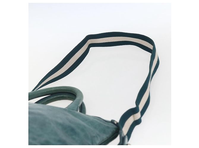 BALLY Borsa a Mano in Pelle 2 vie Verde Argento Auth 165100 - vista 15