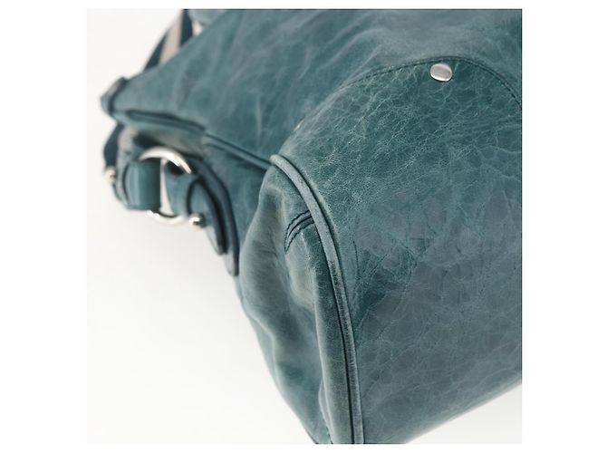 BALLY Borsa a Mano in Pelle 2 vie Verde Argento Auth 165100 - vista 16