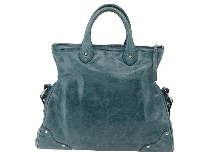 BALLY Borsa a Mano in Pelle 2 vie Verde Argento Auth 165100 - vista 2