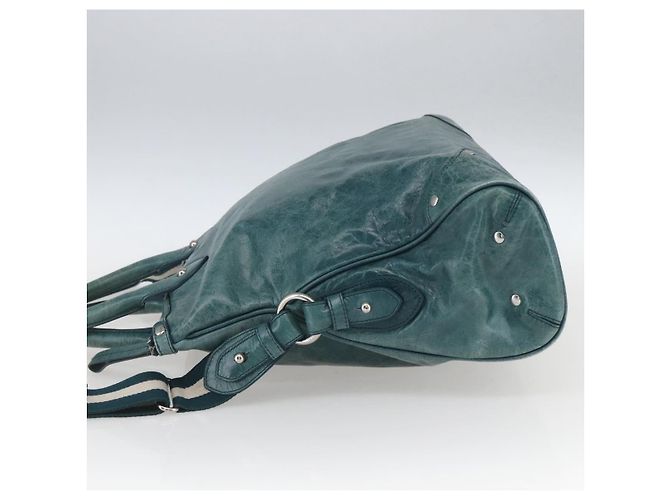BALLY Borsa a Mano in Pelle 2 vie Verde Argento Auth 165100 - vista 3