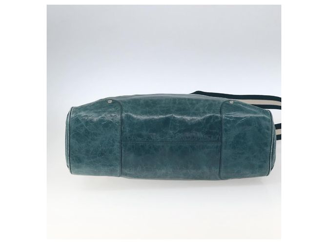 BALLY Borsa a Mano in Pelle 2 vie Verde Argento Auth 165100 - vista 5
