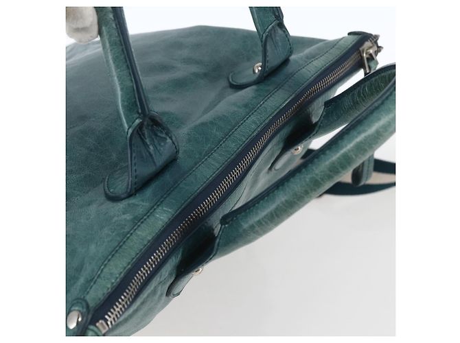 BALLY Borsa a Mano in Pelle 2 vie Verde Argento Auth 165100 - vista 6