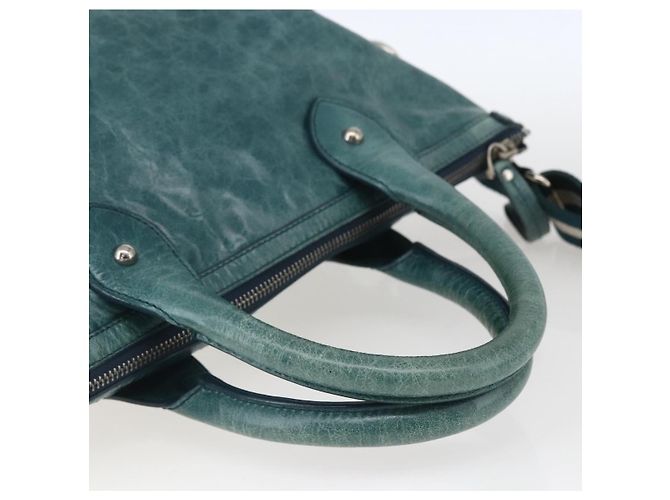 BALLY Borsa a Mano in Pelle 2 vie Verde Argento Auth 165100 - vista 7