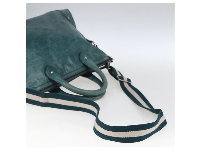 BALLY Borsa a Mano in Pelle 2 vie Verde Argento Auth 165100 - vista 8