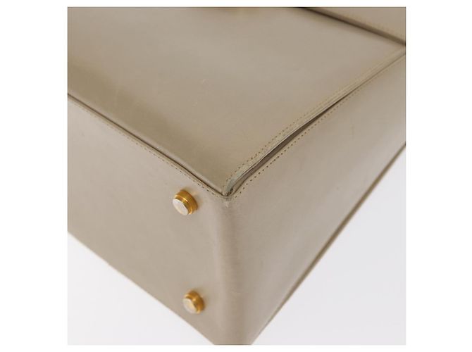 Borsa a mano Gancini in pelle beige e oro Auth 170123 di Salvatore Ferragamo - vista 14