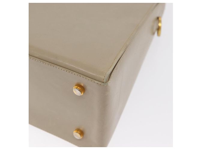 Borsa a mano Gancini in pelle beige e oro Auth 170123 di Salvatore Ferragamo - vista 16