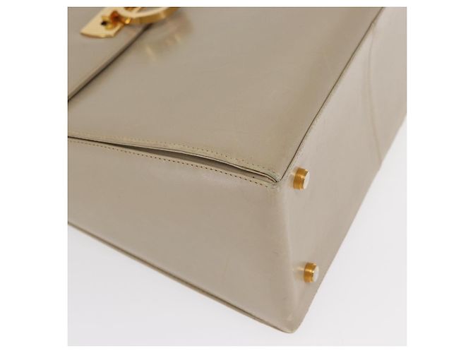 Borsa a mano Gancini in pelle beige e oro Auth 170123 di Salvatore Ferragamo - vista 9