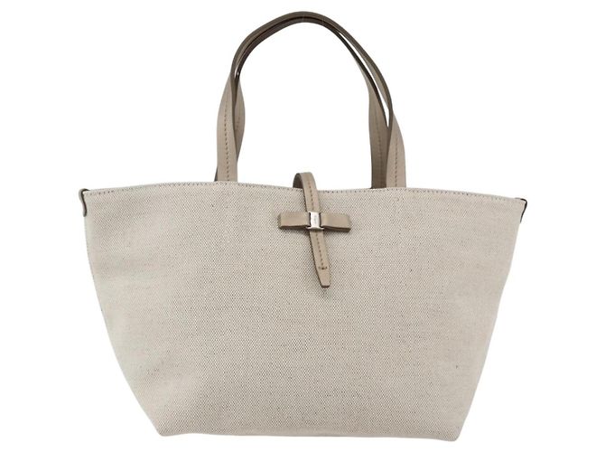 Borsa a mano Salvatore Ferragamo in tela beige oro Auth 169508 - vista 13