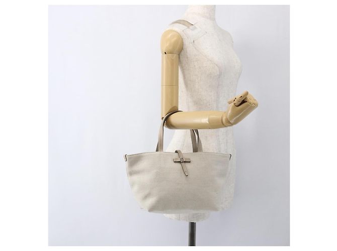 Borsa a mano Salvatore Ferragamo in tela beige oro Auth 169508 - vista 21