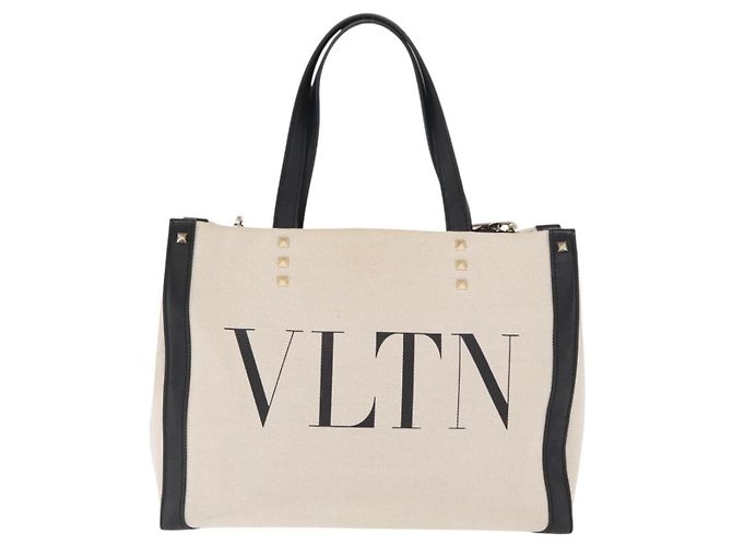 Borsa Tote Valentino in tela 2 in 1 Beige Oro Auth BA10106 - vista 13