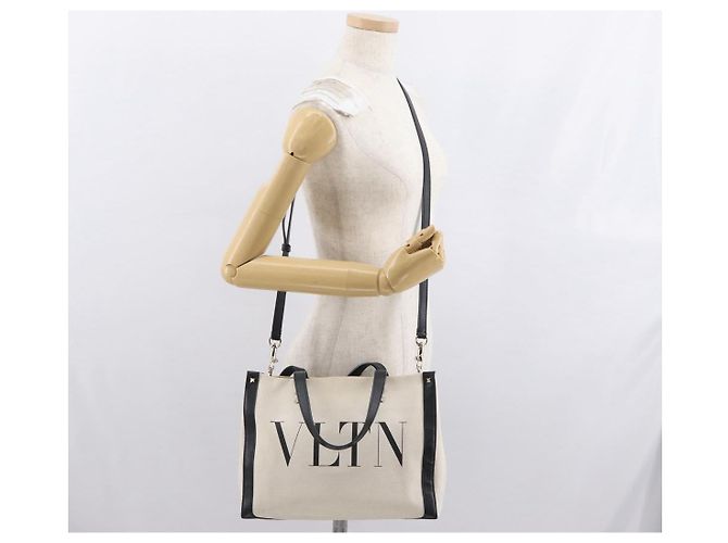 Borsa Tote Valentino in tela 2 in 1 Beige Oro Auth BA10106 - vista 23