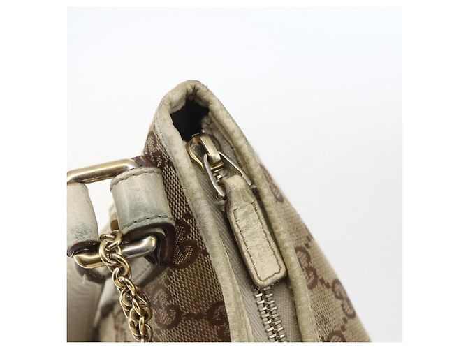 Borsa a Spalla Gucci GG Canvas Sherry Line Beige Oro 144388 Auth 163466 D'oro - vista 10
