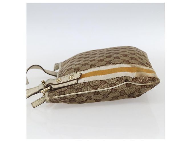 Borsa a Spalla Gucci GG Canvas Sherry Line Beige Oro 144388 Auth 163466 D'oro - vista 3