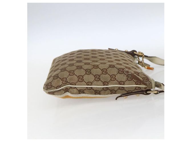 Borsa a Spalla Gucci GG Canvas Sherry Line Beige Oro 144388 Auth 163466 D'oro - vista 4
