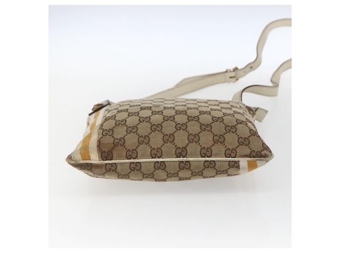 Borsa a Spalla Gucci GG Canvas Sherry Line Beige Oro 144388 Auth 163466 D'oro - vista 5