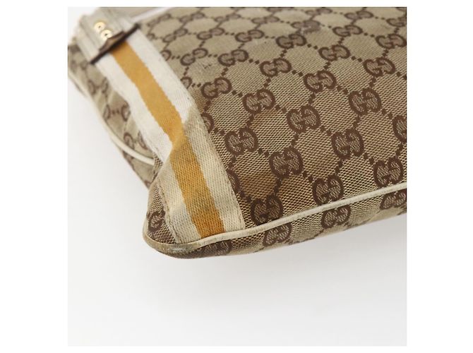 Borsa a Spalla Gucci GG Canvas Sherry Line Beige Oro 144388 Auth 163466 D'oro - vista 8