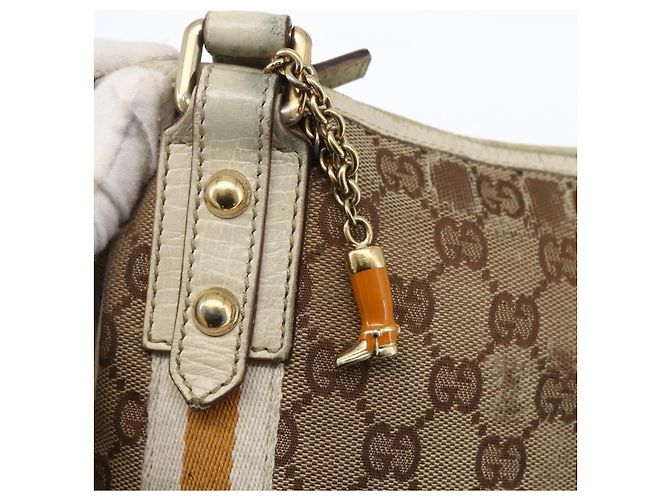 Borsa a Spalla Gucci GG Canvas Sherry Line Beige Oro 144388 Auth 163466 D'oro - vista 9