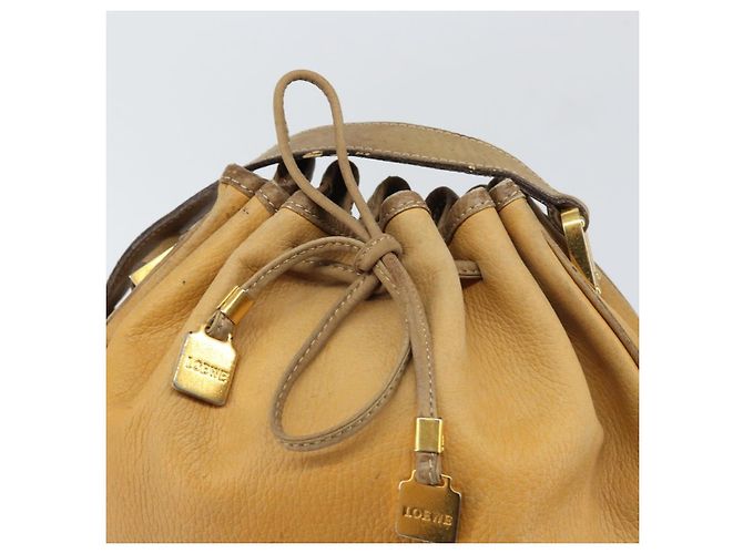 LOEWE Borsa a Spalla Anagram Pelle Beige Oro Auth 166705 D'oro - vista 10