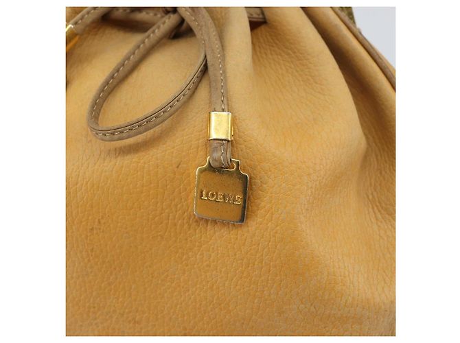 LOEWE Borsa a Spalla Anagram Pelle Beige Oro Auth 166705 D'oro - vista 11