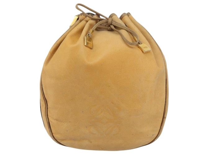LOEWE Borsa a Spalla Anagram Pelle Beige Oro Auth 166705 D'oro - vista 13